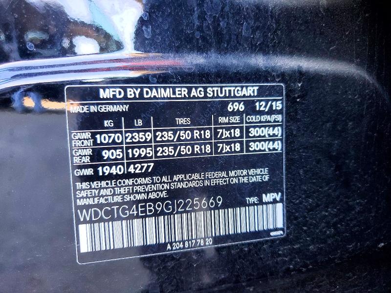 Продаж на аукціоні авто 2016 Mercedes-benz Gla, vin: WDCTG4EB9GJ225669, номер лоту: 51275296