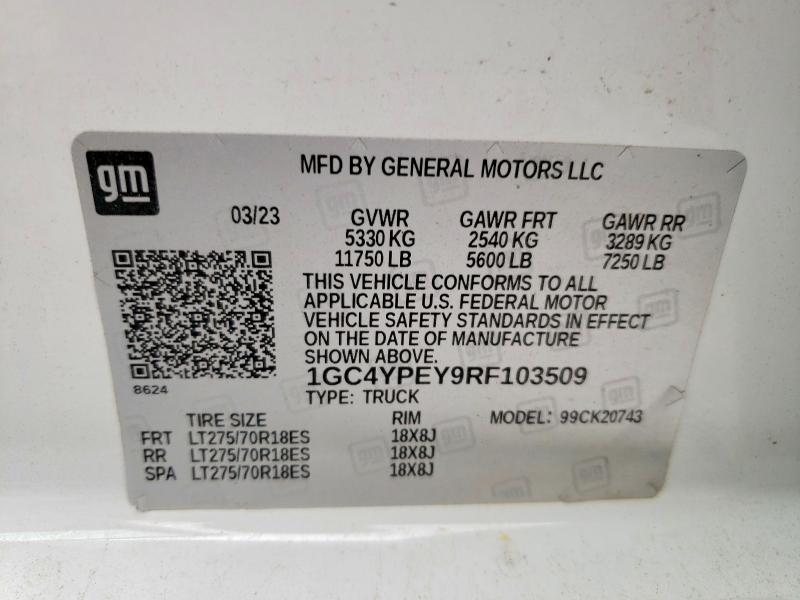 Aukcja sprzedaży 2024 Chevrolet Silverado, vin: 1GC4YPEY9RF103509, numer aukcji: 51116936