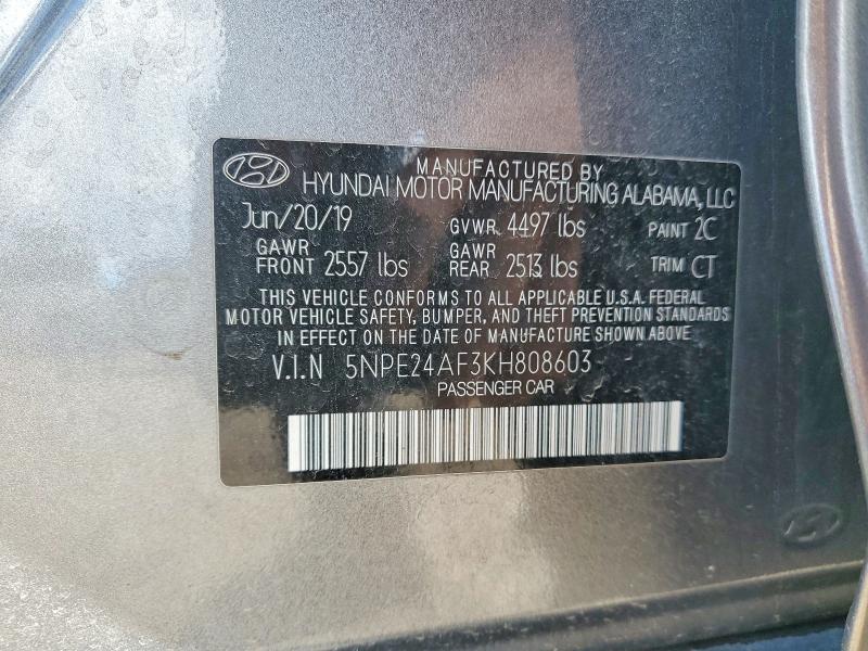 Продажа на аукционе авто 2019 Hyundai Sonata, vin: 5NPE24AF3KH808603, номер лота: 49096206