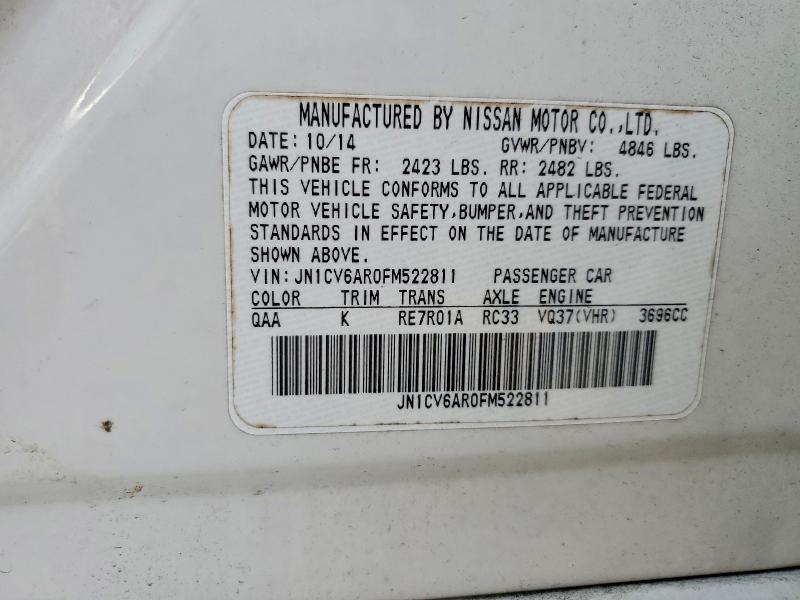 Продажа на аукционе авто 2015 Infiniti Q40, vin: JN1CV6AR0FM522811, номер лота: 51470756