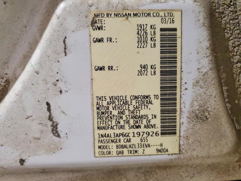 2016 Nissan Altima მანქანა იყიდება აუქციონზე, vin: 1N4AL3AP6GC197926, აუქციონის ნომერი: 50228756