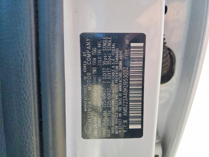2019 Hyundai Tucson მანქანა იყიდება აუქციონზე, vin: KM8J23A48KU953032, აუქციონის ნომერი: 49381456