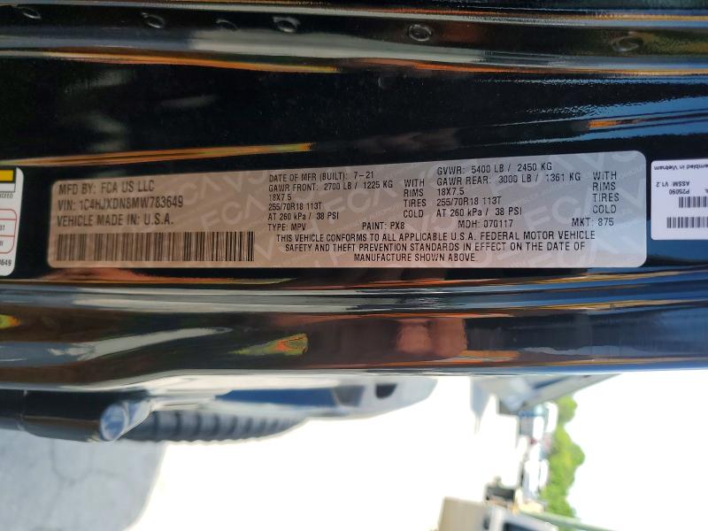 Aukcja sprzedaży 2021 Jeep Wrangler Unlimited, vin: 1C4HJXDN8MW783649, numer aukcji: 50138546