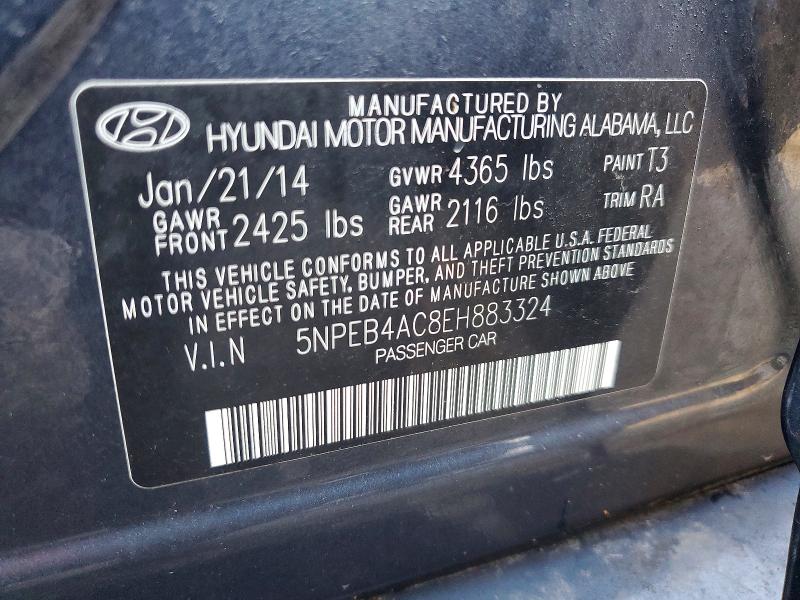 Продаж на аукціоні авто 2014 Hyundai Sonata, vin: 5NPEB4AC8EH883324, номер лоту: 48115886