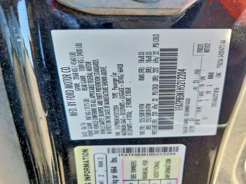 Продажа на аукционе авто 2017 Ford Mustang, vin: 1FATP8EM1H5212204, номер лота: 49374286