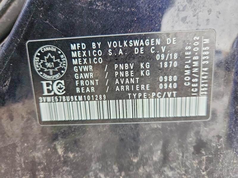 Продаж на аукціоні авто 2019 Volkswagen Jetta, vin: 3VWE57BU9KM101289, номер лоту: 47817016