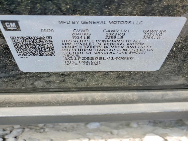 51448986 :رقم المزاد ، 1G1FZ6S08L4140626 vin ، 2020 Chevrolet Bolt Ev مزاد بيع
