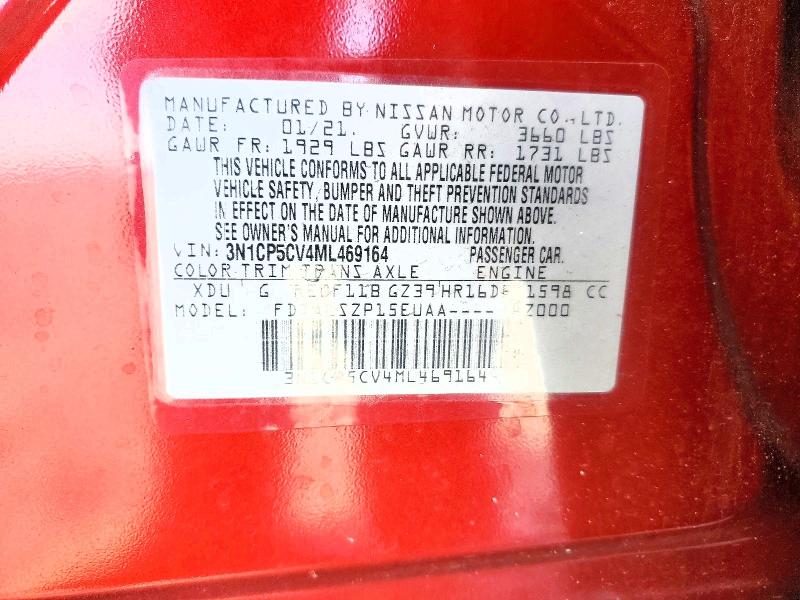 Aukcja sprzedaży 2021 Nissan Kicks, vin: 3N1CP5CV4ML469164, numer aukcji: 50565926