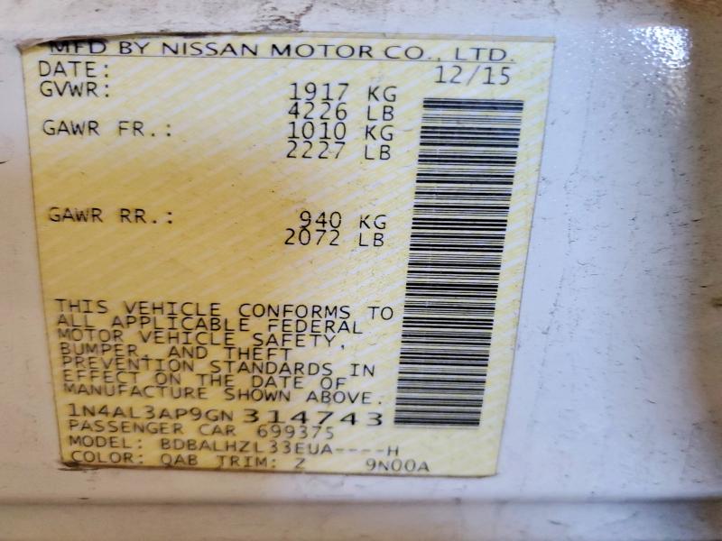 Продаж на аукціоні авто 2016 Nissan Altima, vin: 1N4AL3AP9GN314743, номер лоту: 48712886