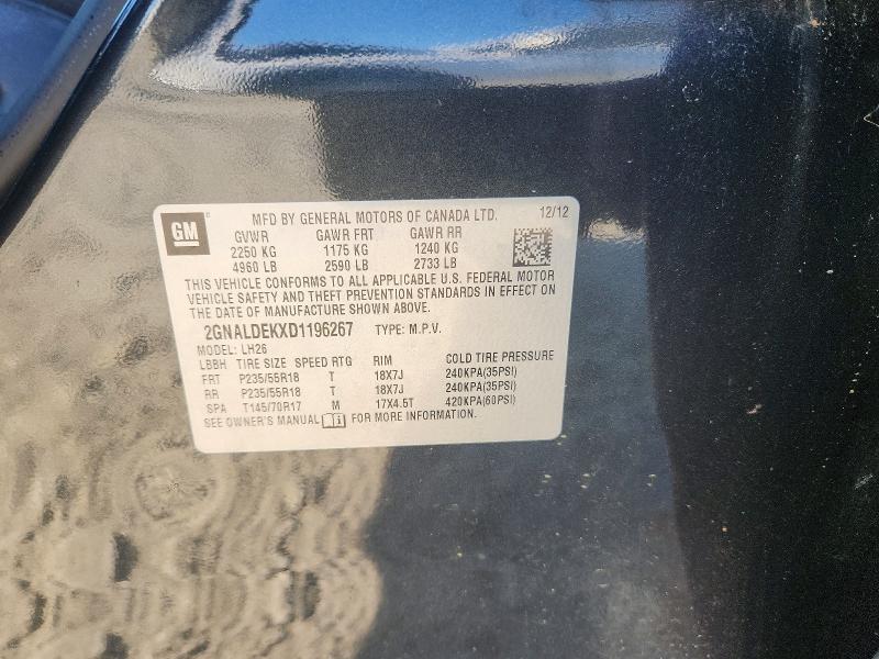 2013 Chevrolet Equinox მანქანა იყიდება აუქციონზე, vin: 2GNALDEKXD1196267, აუქციონის ნომერი: 50645206