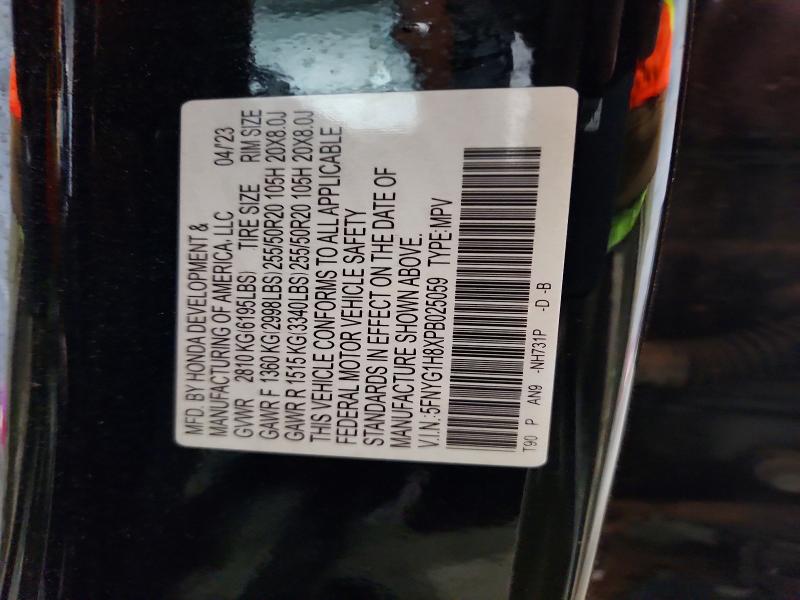 48483336 :رقم المزاد ، 5FNYG1H8XPB025059 vin ، 2023 Honda Pilot مزاد بيع