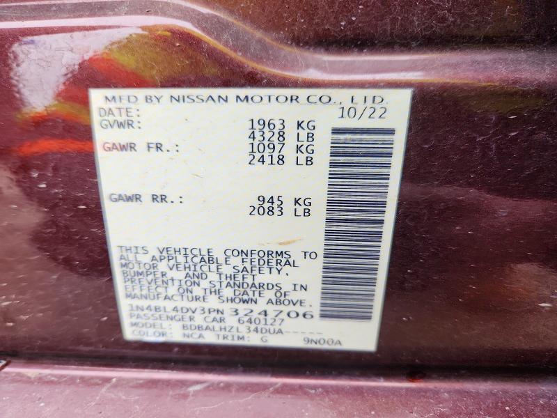 Aukcja sprzedaży 2023 Nissan Altima, vin: 1N4BL4DV3PN324706, numer aukcji: 51647456