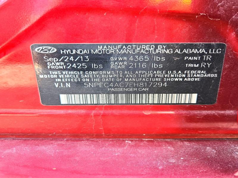 Продаж на аукціоні авто 2014 Hyundai Sonata, vin: 5NPEC4AC7EH817294, номер лоту: 50796266