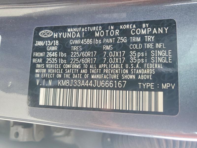 Продажа на аукционе авто 2018 Hyundai Tucson, vin: KM8J33A44JU666167, номер лота: 50410176