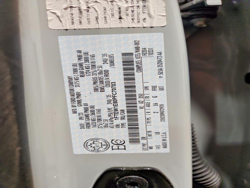 2023 Ford F150 მანქანა იყიდება აუქციონზე, vin: 1FTEW1E80PFC70703, აუქციონის ნომერი: 50297186