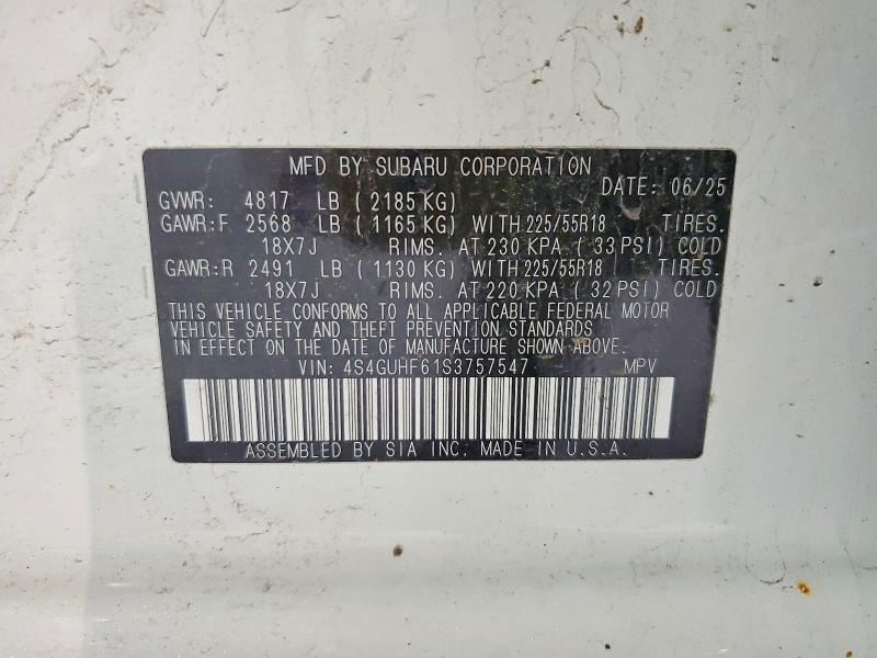 Продаж на аукціоні авто 2025 Subaru Crosstrek, vin: 4S4GUHF61S3757547, номер лоту: 50647796