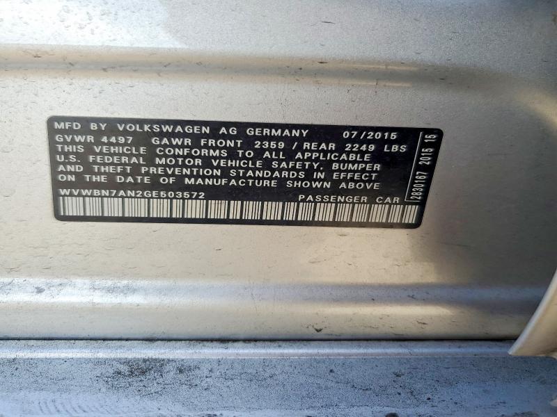 Aukcja sprzedaży 2016 Volkswagen Cc, vin: WVWBN7AN2GE503572, numer aukcji: 49730536