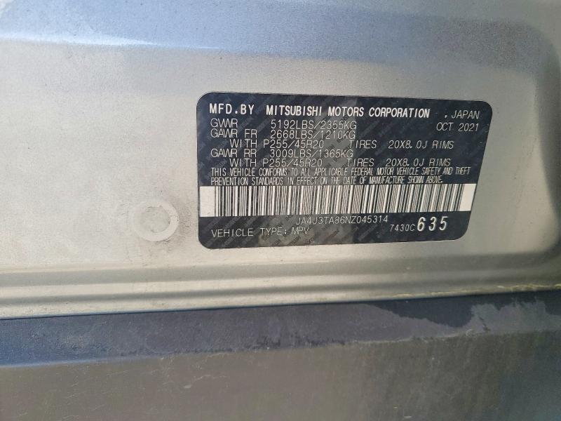 Aukcja sprzedaży 2022 Mitsubishi Outlander, vin: JA4J3TA86NZ045314, numer aukcji: 48274276
