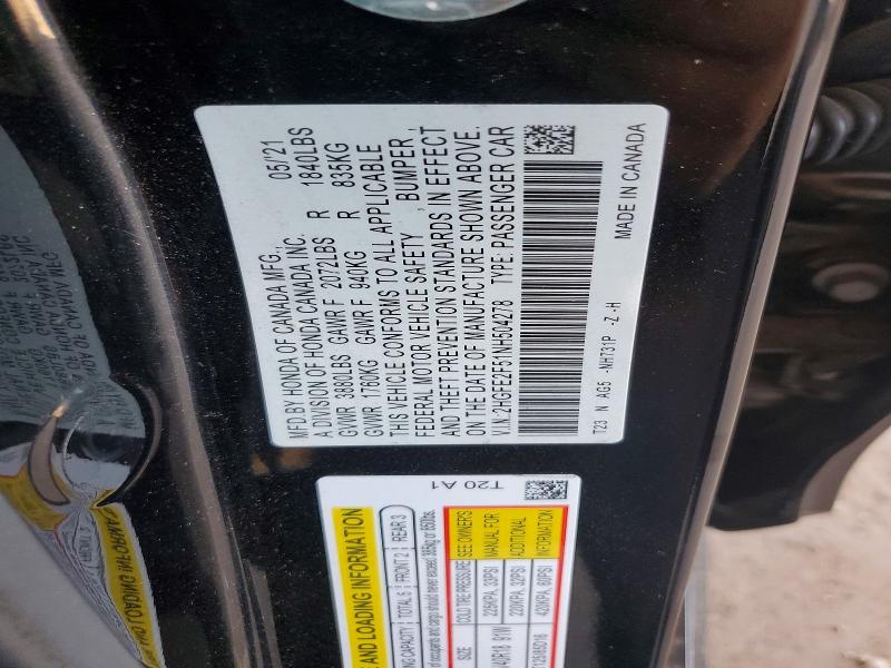 Продаж на аукціоні авто 2022 Honda Civic, vin: 2HGFE2F51NH504278, номер лоту: 50280056