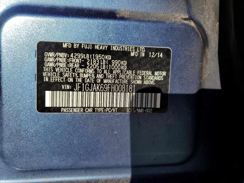 48693506 :رقم المزاد ، JF1GJAK69FH008181 vin ، 2015 Subaru Impreza مزاد بيع