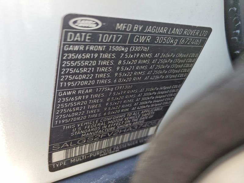 51211116 :رقم المزاد ، SALGS2FV2HA374051 vin ، 2017 Land Rover Range Rover مزاد بيع