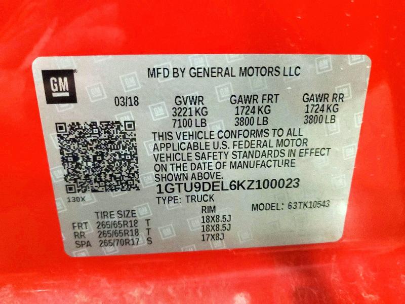 Продажа на аукционе авто 2019 Gmc Sierra, vin: 1GTU9DEL6KZ100023, номер лота: 49498466