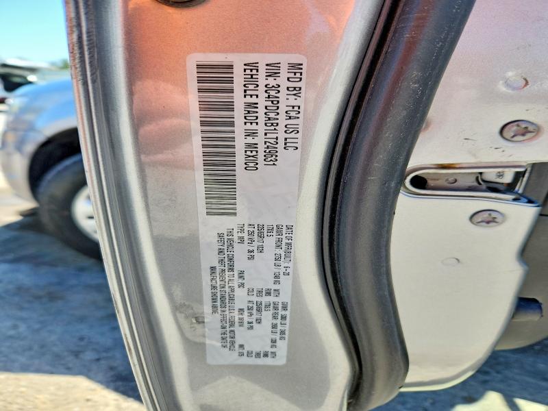 2020 Dodge Journey მანქანა იყიდება აუქციონზე, vin: 3C4PDCAB1LT249631, აუქციონის ნომერი: 50120206