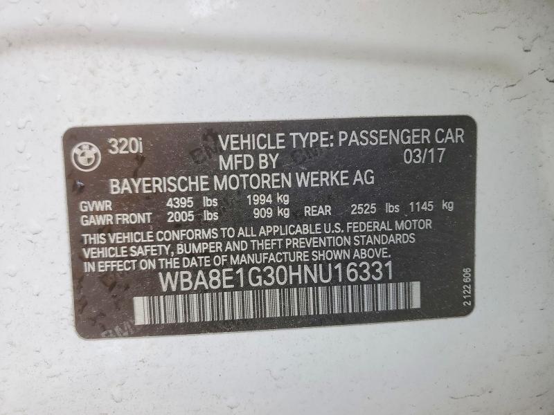 47791516 :رقم المزاد ، WBA8E1G30HNU16331 vin ، 2017 Bmw 320 مزاد بيع