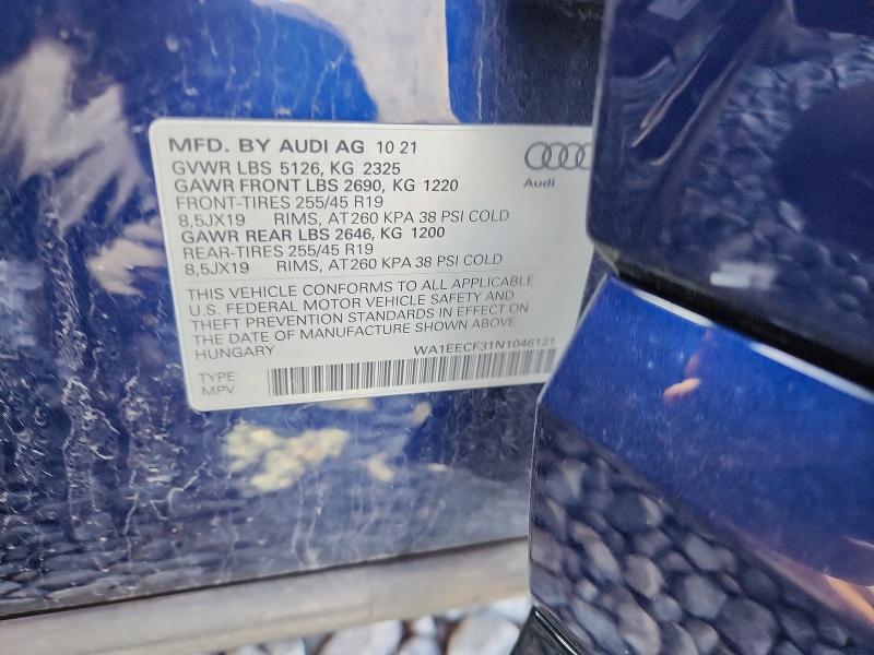 Aukcja sprzedaży 2022 Audi Q3, vin: WA1EECF31N1046121, numer aukcji: 49317636