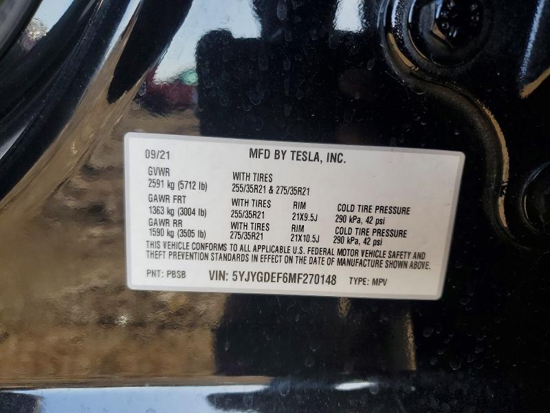 Продажа на аукционе авто 2021 Tesla Model Y, vin: 5YJYGDEF6MF270148, номер лота: 50991246