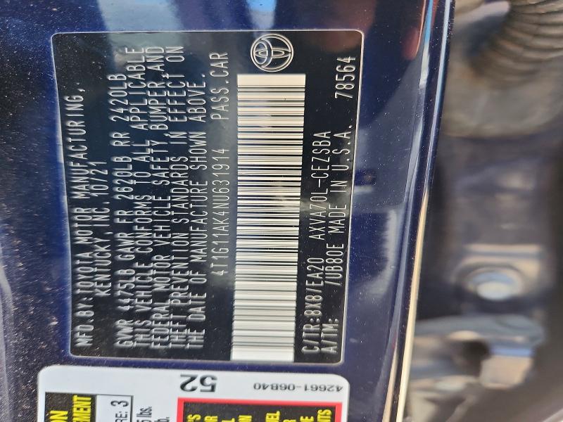 Продажа на аукционе авто 2022 Toyota Camry, vin: 4T1G11AK4NU631914, номер лота: 79621625