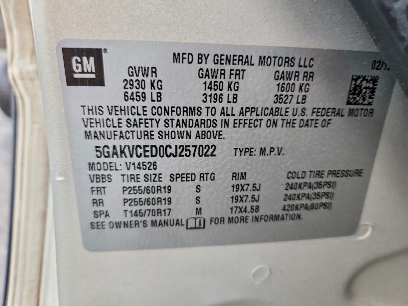 Aukcja sprzedaży 2012 Buick Enclave, vin: 5GAKVCED0CJ257022, numer aukcji: 46270656