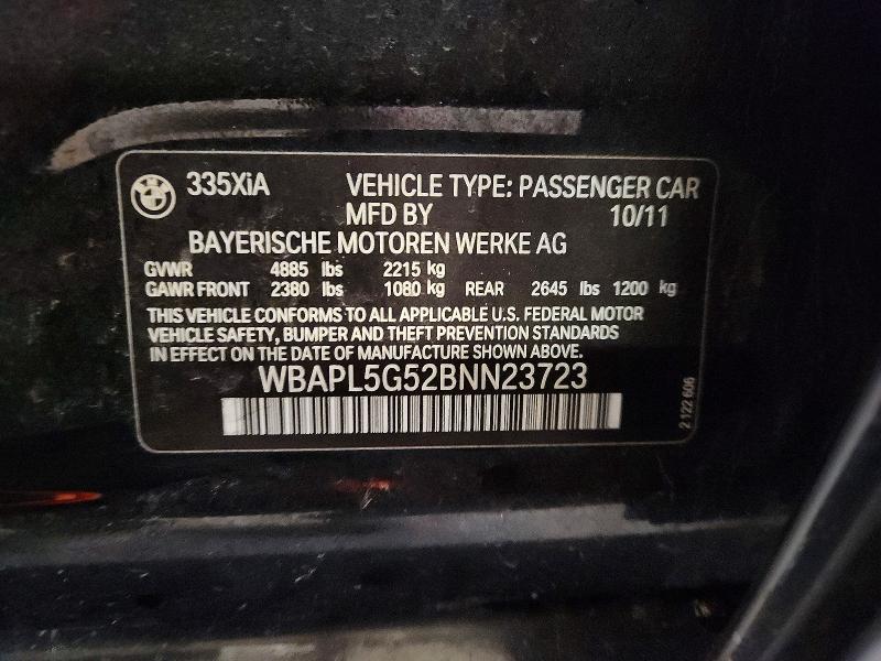 Auction sale of the 2011 Bmw 335, vin: WBAPL5G52BNN23723, lot number: 47374596