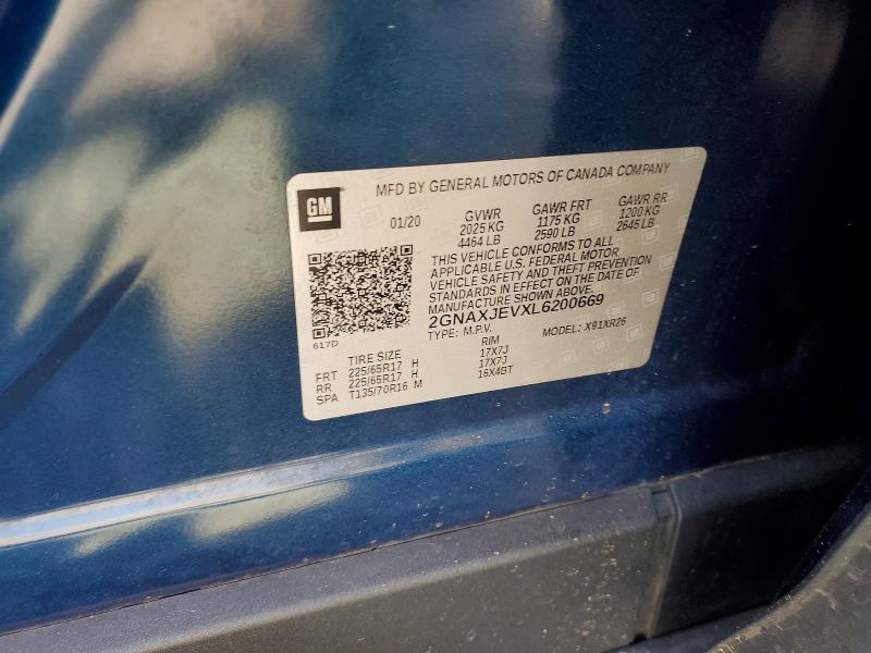 Продаж на аукціоні авто 2020 Chevrolet Equinox, vin: 2GNAXJEVXL6200669, номер лоту: 49004386