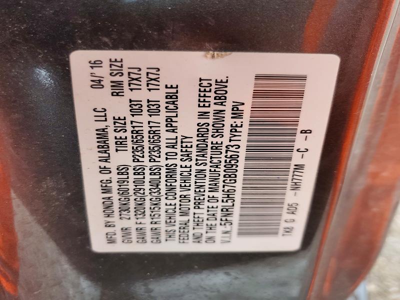 2016 Honda Odyssey მანქანა იყიდება აუქციონზე, vin: 5FNRL5H67GB095673, აუქციონის ნომერი: 49322326