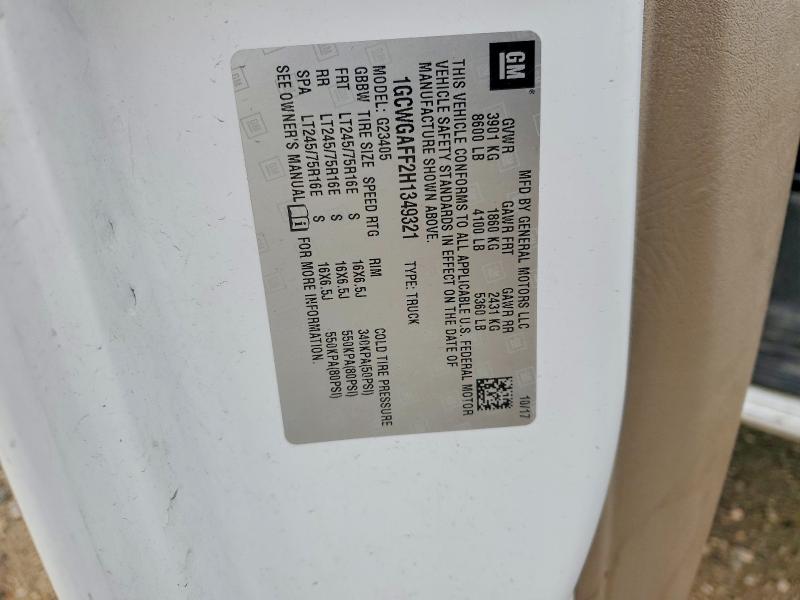 Продажа на аукционе авто 2017 Chev Express 2500, vin: 1GCWGAFF2H1349321, номер лота: 46894366