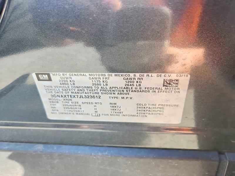 Aukcja sprzedaży 2018 Chevrolet Equinox, vin: 3GNAXTEX7JL323612, numer aukcji: 48763186