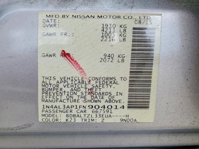 48317776 :رقم المزاد ، 1N4AL3AP1FN904014 vin ، 2015 Nissan Altima مزاد بيع