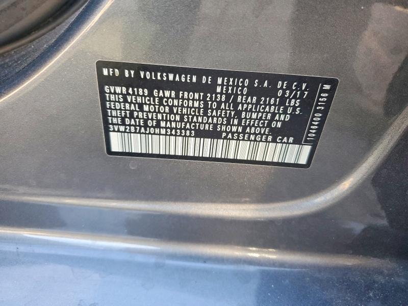 Aukcja sprzedaży 2017 Volkswagen Jetta, vin: 3VW2B7AJ0HM343383, numer aukcji: 48892206