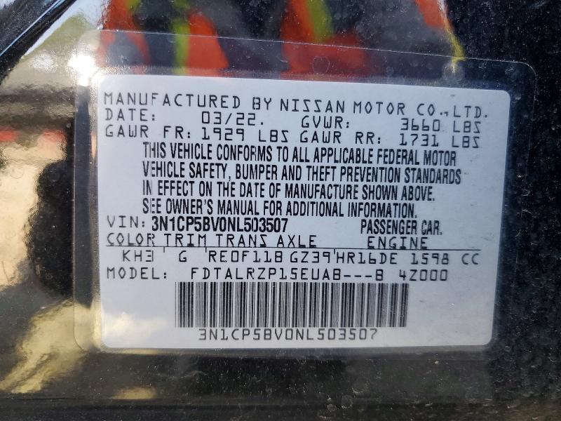 Aukcja sprzedaży 2022 Nissan Kicks, vin: 3N1CP5BV0NL503507, numer aukcji: 48243636