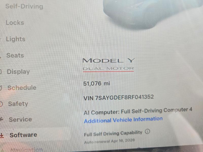 49229586 :رقم المزاد ، 7SAYGDEF8RF041352 vin ، 2024 Tesla Model Y مزاد بيع