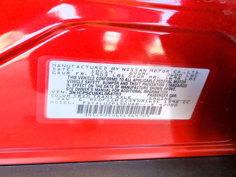 Aukcja sprzedaży 2019 Nissan Kicks, vin: 3N1CP5CU6KL564703, numer aukcji: 51212866