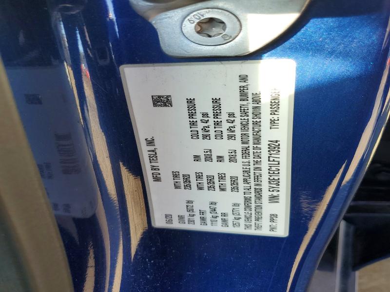 50633086 :رقم المزاد ، 5YJ3E1EC1LF713924 vin ، 2020 Tesla Model 3 مزاد بيع
