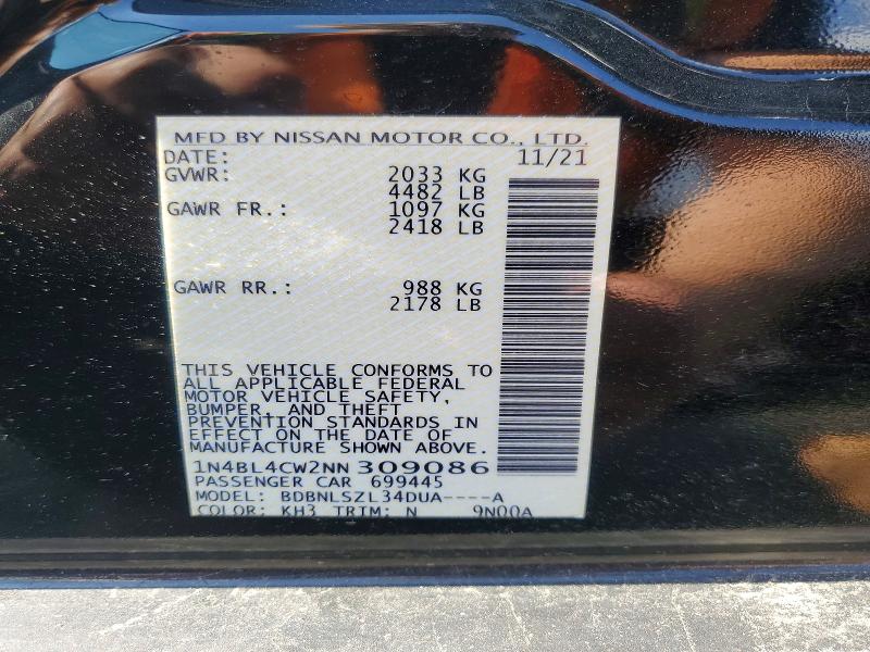 Продаж на аукціоні авто 2022 Nissan Altima, vin: 1N4BL4CW2NN309086, номер лоту: 48975686