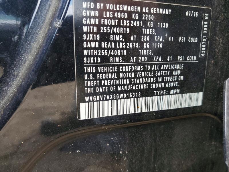 2016 Volkswagen Tiguan მანქანა იყიდება აუქციონზე, vin: WVGBV7AX9GW016313, აუქციონის ნომერი: 50799356