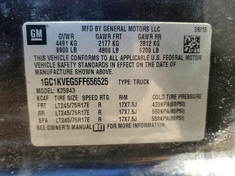 Aukcja sprzedaży 2015 Chevrolet Silverado, vin: 1GC1KVEG5FF656525, numer aukcji: 49293446