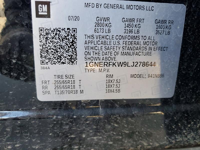 2020 Chevrolet Traverse მანქანა იყიდება აუქციონზე, vin: 1GNERFKW9LJ278644, აუქციონის ნომერი: 51306856