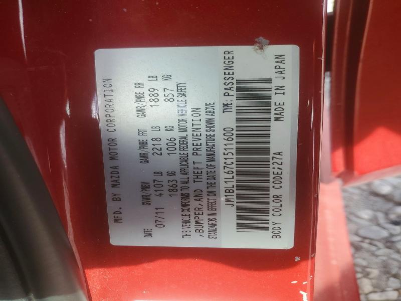 49118846 :رقم المزاد ، JM1BL1L67C1511600 vin ، 2012 Mazda 3 مزاد بيع