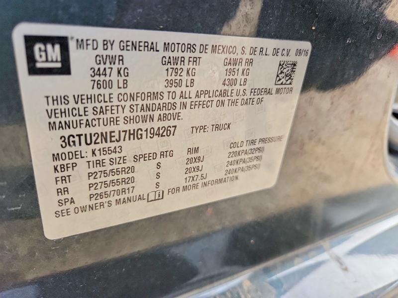 Aukcja sprzedaży 2017 Gmc Sierra, vin: 3GTU2NEJ7HG194267, numer aukcji: 48960646