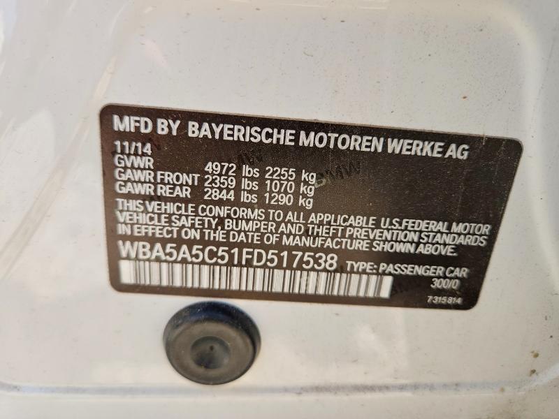 50177486 :رقم المزاد ، WBA5A5C51FD517538 vin ، 2015 Bmw 528 مزاد بيع